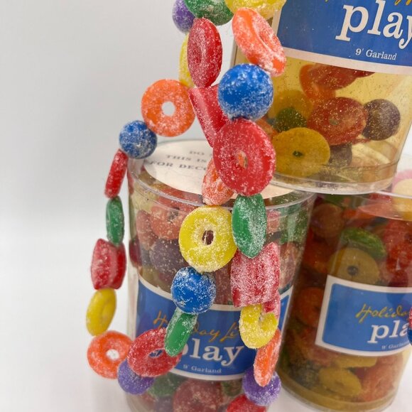 Kurt Adler Set of 3 Sugared Play Candy Christmas Tree 9' Garland Holiday Living - Picture 2 of 6